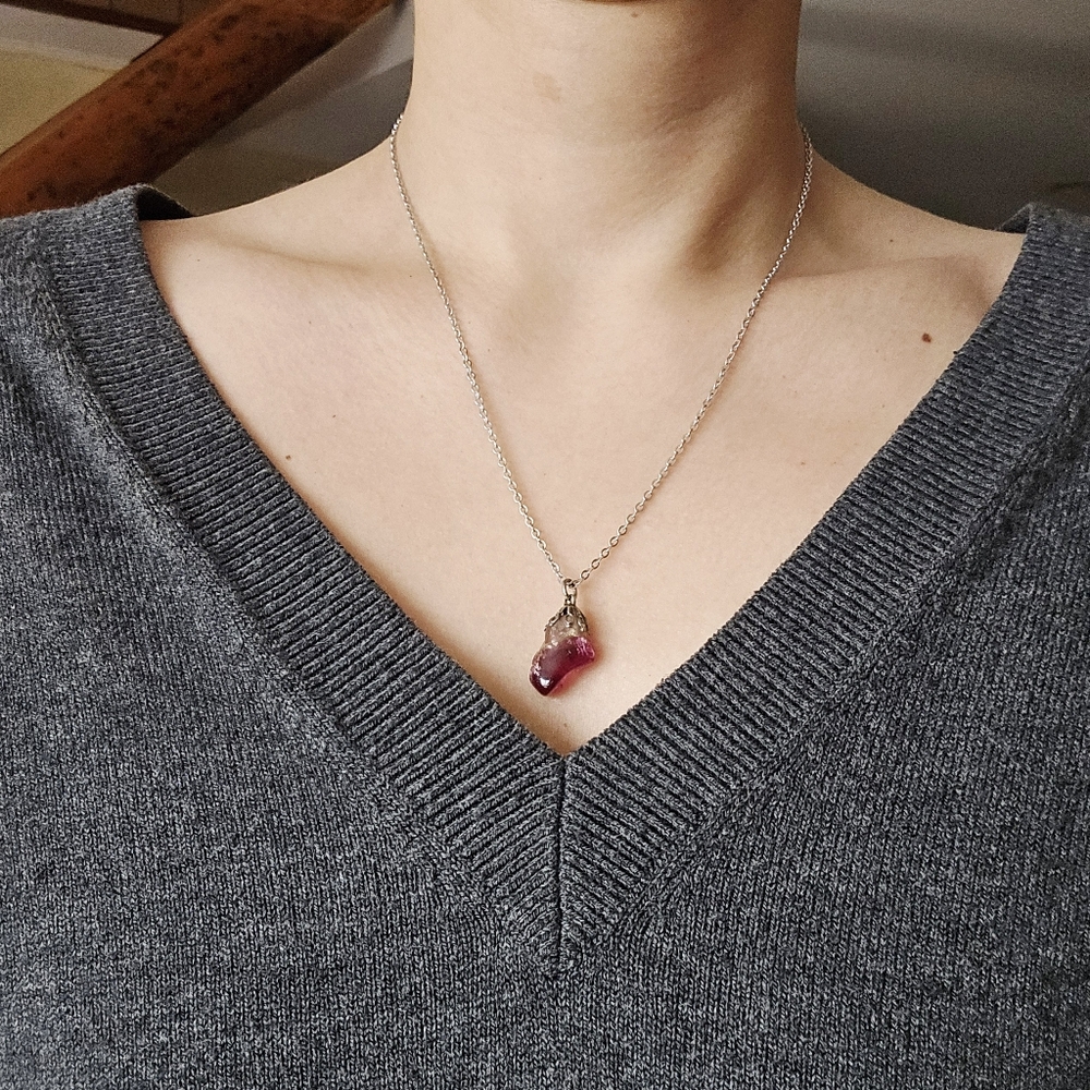 Vintage Carved Quartz Boho Bohemian Stone Necklace - Picture 5 of 13